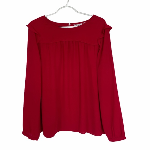Reitmans XXL Red Blouse, shoulder ruffle detail - Picture 1 of 7